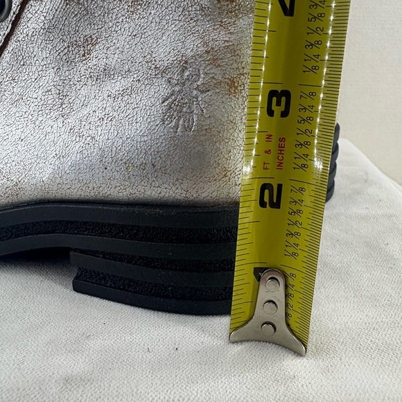 Fly London Kara Silver Metallic Lace-Up Buckle Boot size 38 NIB - Picture 8 of 10
